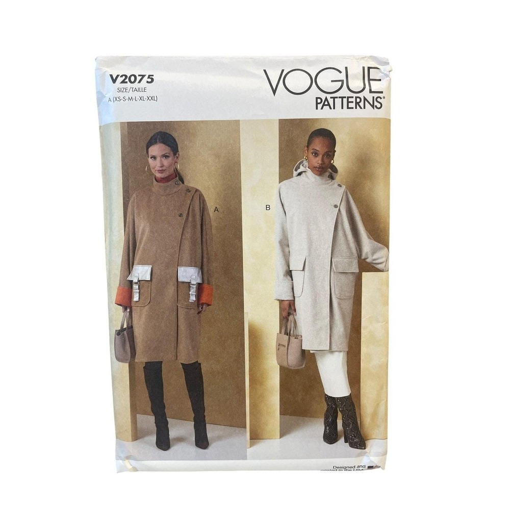 Vogue V2075 Sewing Pattern Coat Misses XS-XXL Multi-Size Dolman Sleeve Uncut